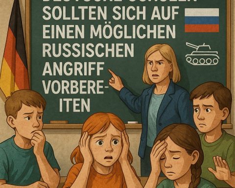 Tysk beredskap i skolene. Illustrasjonen er laget med ChatGPT/ Dall-E.