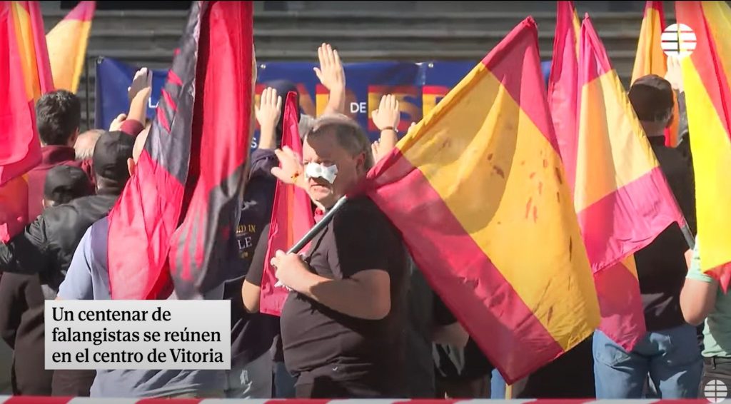 Protester i Spania. Foto fra El Pais YouTube video.