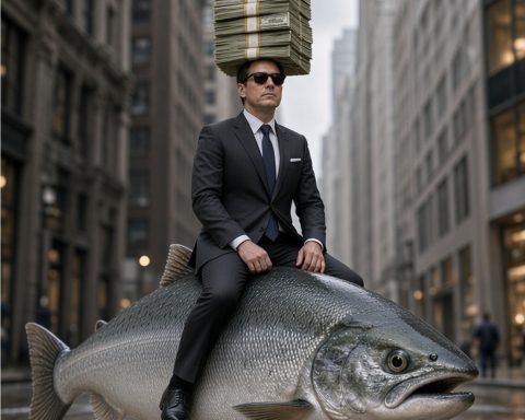 Krill og raudåte blir knust av lakseindustrien og finansinteresser, illustrert med Grok fra xAI.