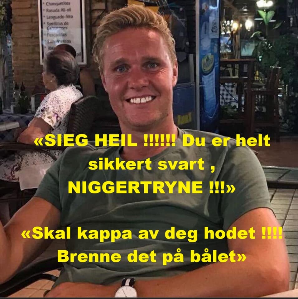 Noen av truslene fra barnetrener Morten Kvernmo. Foto fra slettet FB konto.